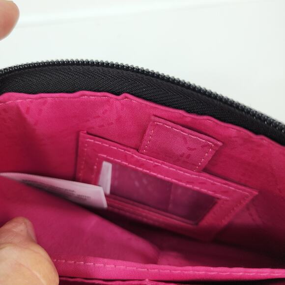 Lily Bloom Clutch Floral Black Pink Flower Zip Around Wallet Accordion Organizer - Picture 9 of 15